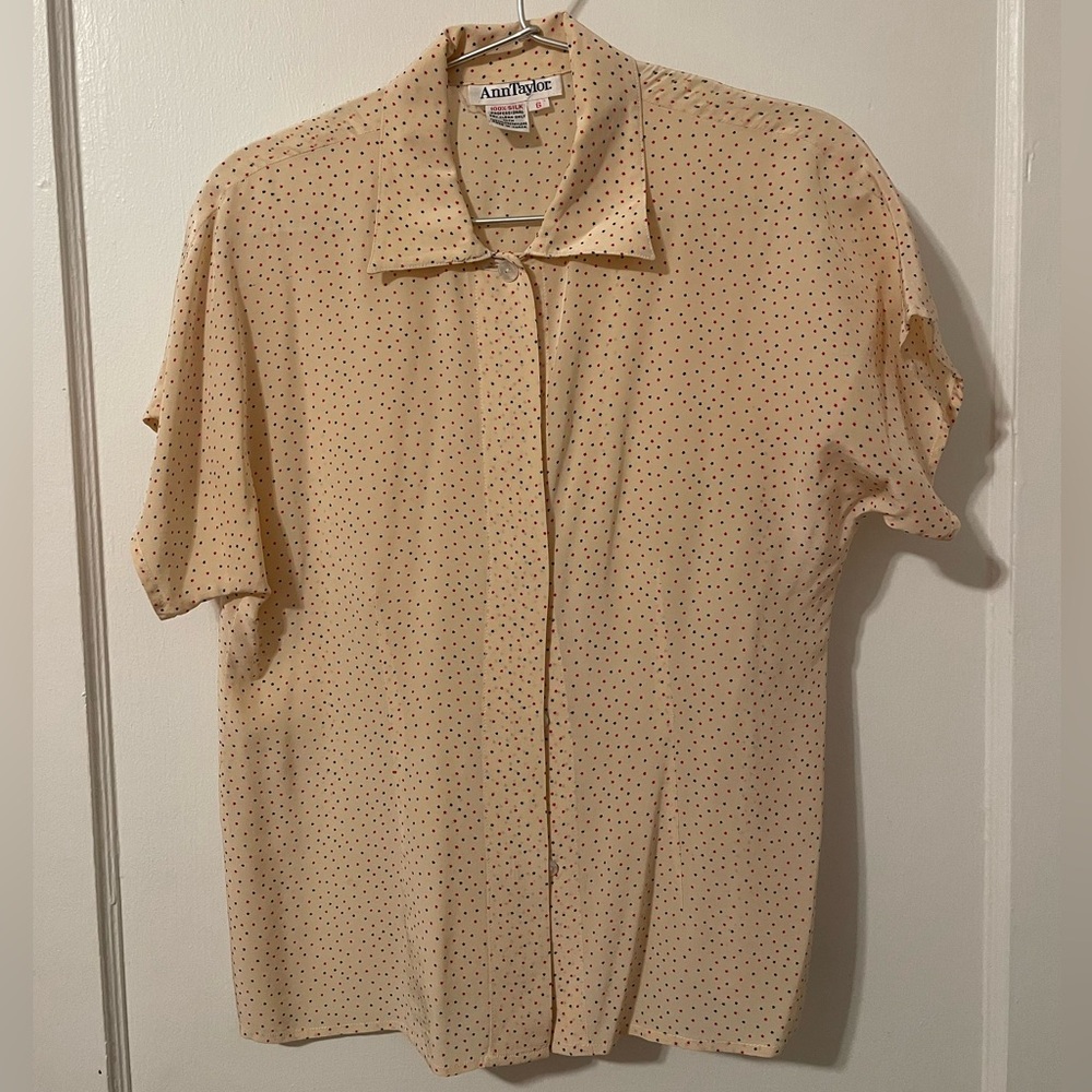 Vintage 80s-90s Ann Taylor silk blouse with star print
